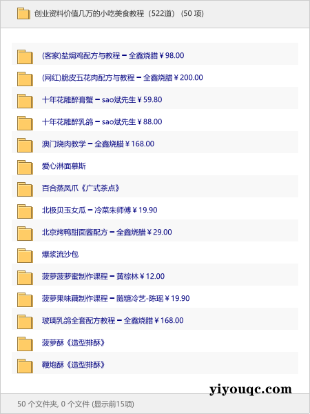 创业资料价值几万的小吃美食教程(522道)-以北资源站