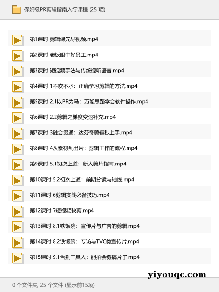 保姆级PR剪辑指南入行课程-以北资源站
