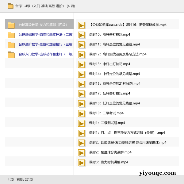 台球1-4级(入门 基础 高级 进阶)-以北资源站