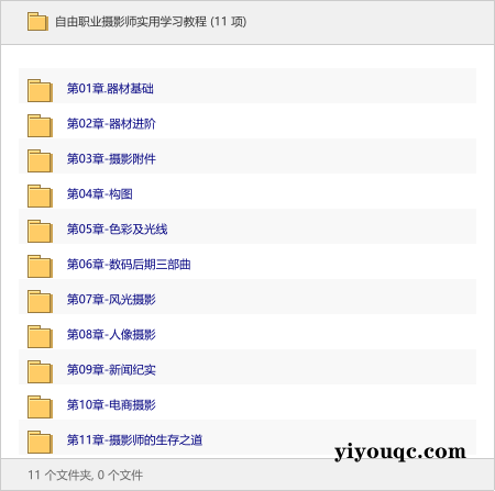 自由职业摄影师实用学习教程-以北资源站
