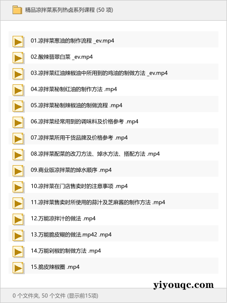 精品凉拌菜系列热卤系列课程-以北资源站