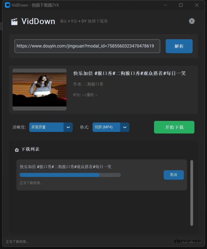 VidDown视频下载器v1.0无水印下载B站/钭音/油管等-以北资源站