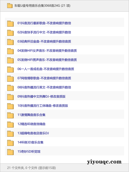 车载U盘专用音乐合集3068首24G-以北资源站