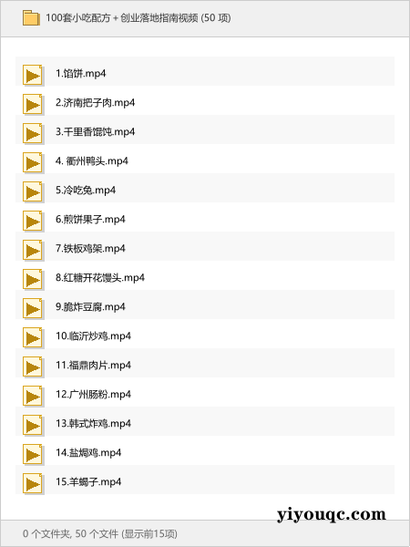 100套小吃配方＋创业落地指南视频-以北资源站