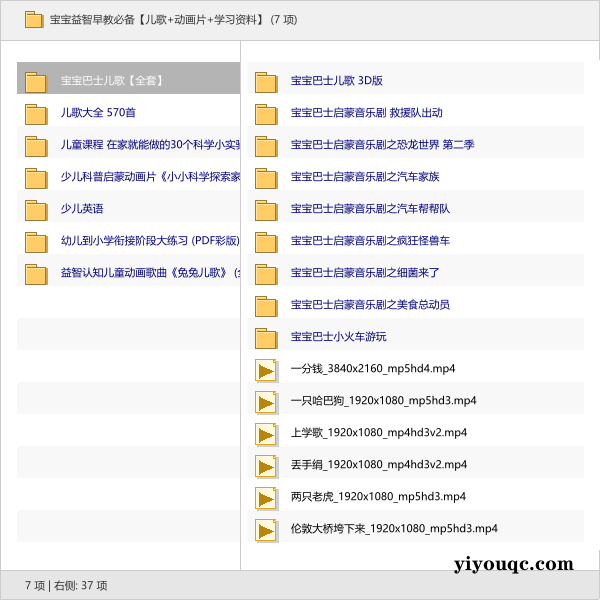 宝宝益智早教必备【儿歌+动画片+学习资料】-以北资源站