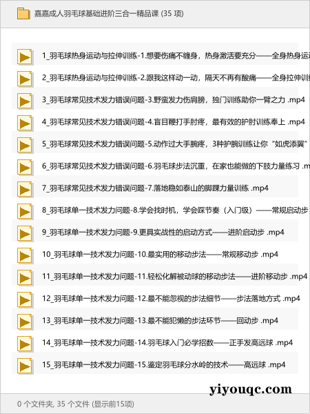 嘉嘉成人羽毛球基础进阶三合一精品课-以北资源站