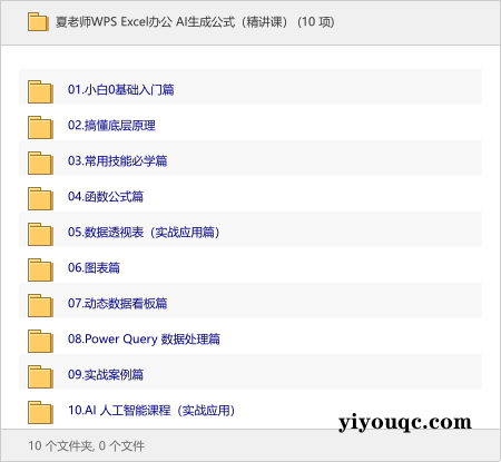 夏老师WPS Excel办公 AI生成公式（精讲课）-以北资源站
