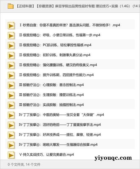 【珍藏资源】麻豆学院出品男性延时专题 理论技巧+实操(1.4G)-以北资源站