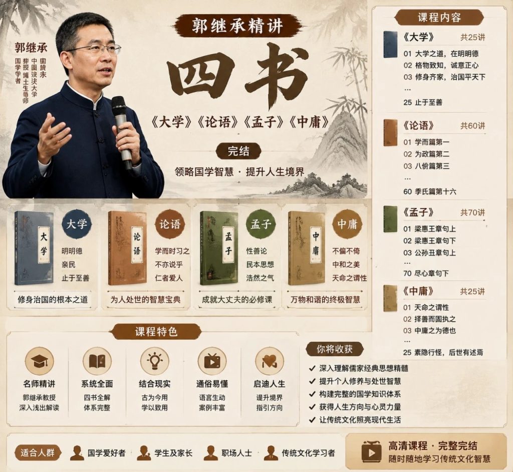 图片[1]-郭继承精讲《四书》课程：系统学习《大学》《论语》《孟子》《中庸》的儒家智慧（音频文件）-以北资源站